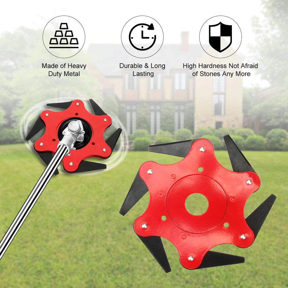 6-Blade Steel Trimmer Head for Gas String Trimmers – Universal Fit Weed Eater Attachment for Heavy-Duty Lawn Care