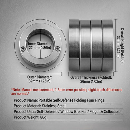 Tactical Emergency Ring Self Defense Tool Silver Metal Finger Guard Discreet Protection Everyday Carry Compact Security Ring for Women Men