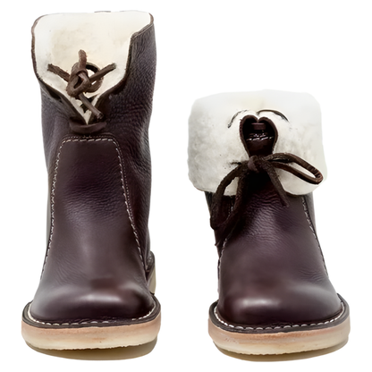 Women's Ankle Boots with Natural Fleece Lining Genuine Leather Waterproof Winter Footwear for Cold Weather Comfort