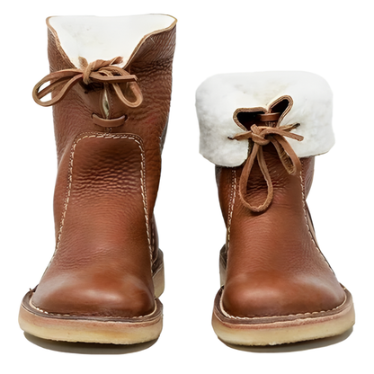 Women's Ankle Boots with Natural Fleece Lining Genuine Leather Waterproof Winter Footwear for Cold Weather Comfort