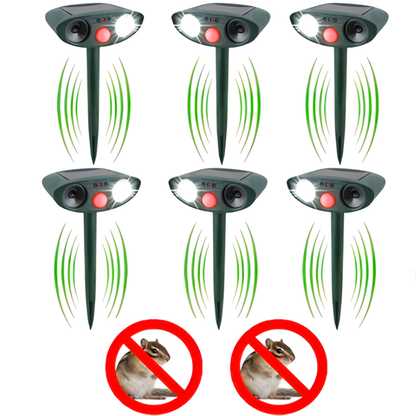 Solar Animal Deterrent Device for Yards Lawns Gardens with Motion Sensor Infrared Detection Waterproof Outdoor Pest Control for Squirrels Ra