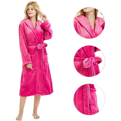 Vivianne Fleece Bathrobe - Hooded Women's Robe, Soft and Warm