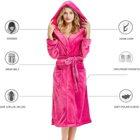 Vivianne Fleece Bathrobe - Hooded Women's Robe, Soft and Warm