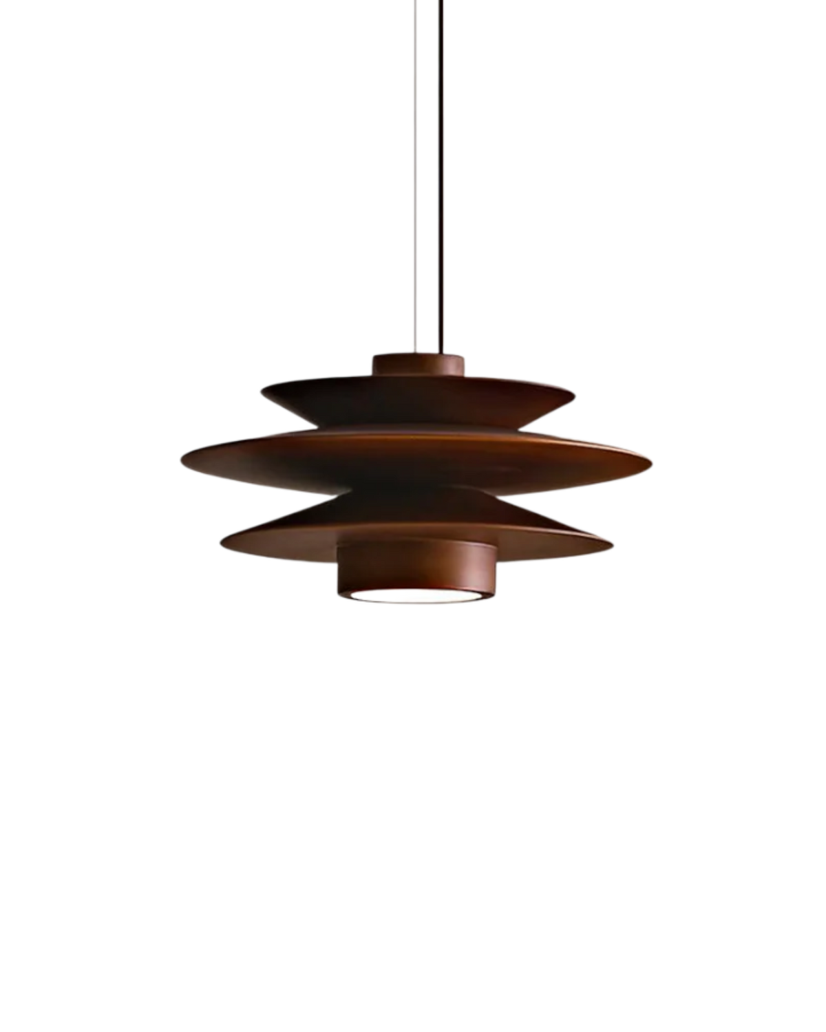 Layered Rubberwood Pendant Light Walnut Finish Ceiling Fixture Dining Room Living Room Ambient Lighting Modern Natural Wood Chandelier Warm