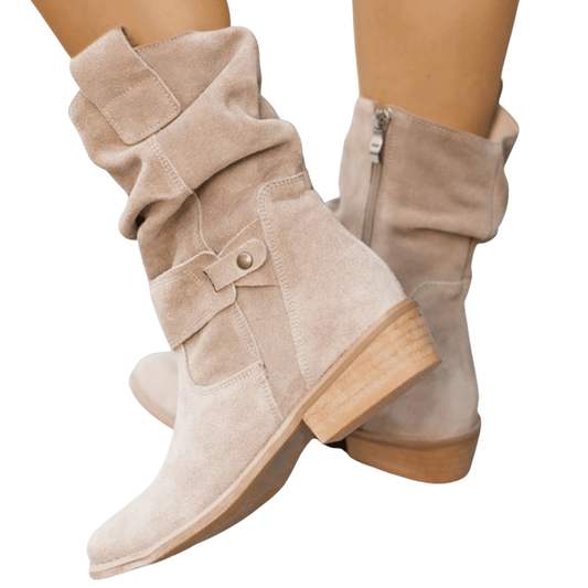 Women's Low Heel Ankle Boots Suede Effect with Cushioned Insole Non-Slip Sole Everyday Fall Booties for Walking Comfort