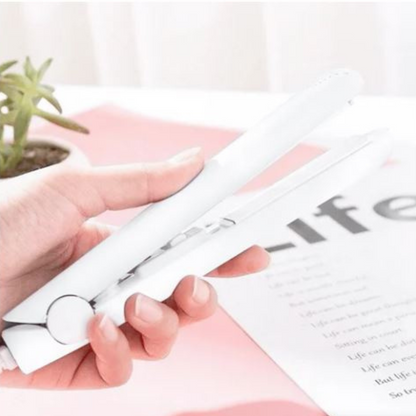 Compact Ceramic Hair Straightener & Curling Iron with 3D Floating Plates for Travel & Bangs