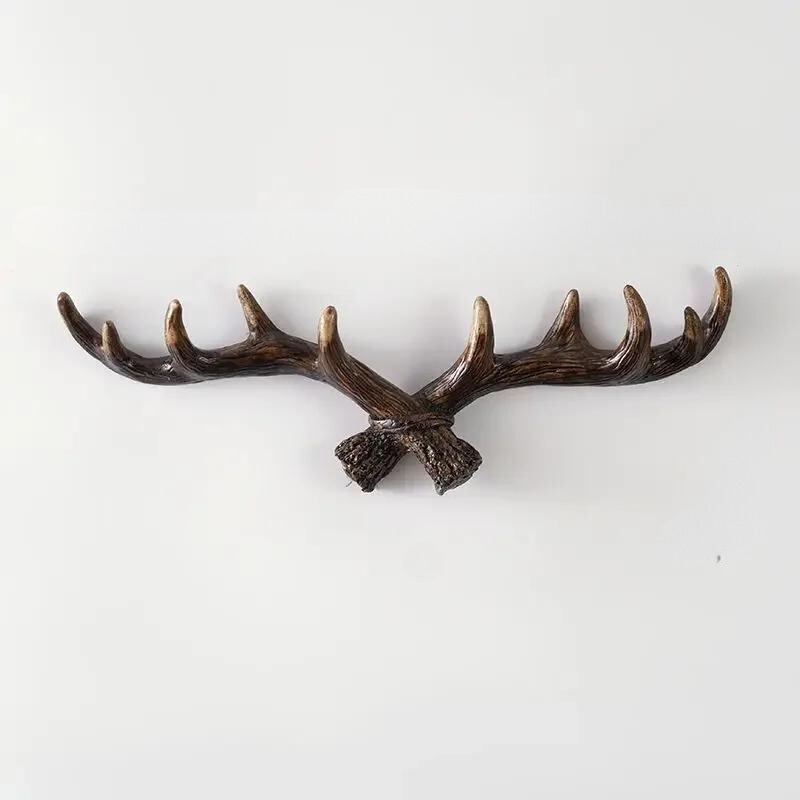 Resin Antler Hooks for Entryway Rustic Brown Black Wall-Mounted Hallway Coat Hanger Organizer for Bags Hats Scarves Home Bedroom Storage