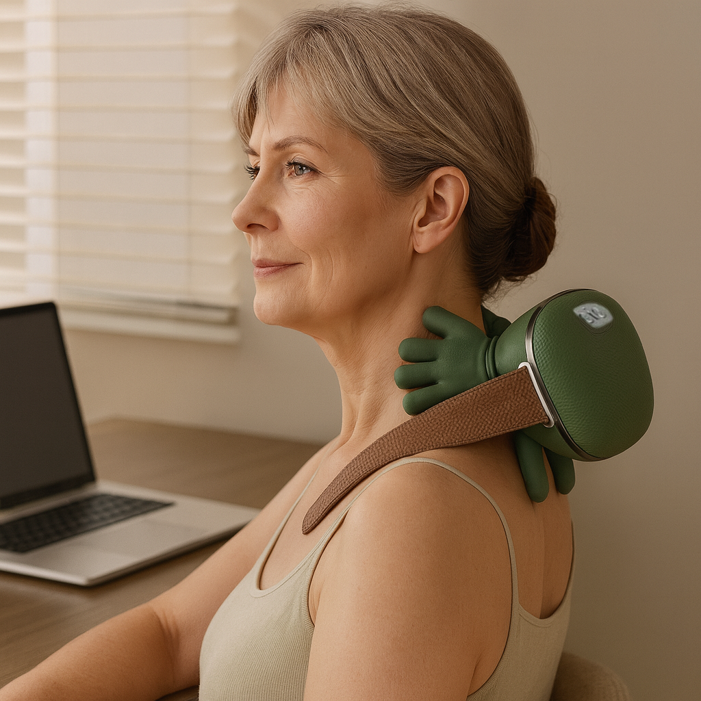 Cordless Shiatsu Neck and Shoulder Massager with Heat – 3 Intensity Levels, Rechargeable Battery, Deep Kneading Massage for Home Office Trav