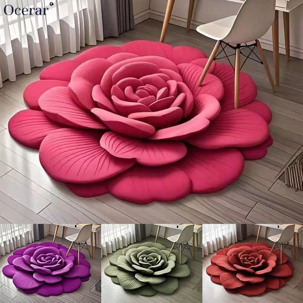 Rose Petal Bath Mat – Soft Microfiber Non-Slip Rug for Bathroom Decor, Machine Washable Floral Design for Shower, Bedroom, Entryway