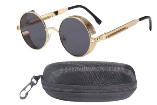 Round Polarized Sunglasses for Men — Steampunk Metal Frame with UV400 Protection | Vintage Circle Shades for Festivals & Everyday