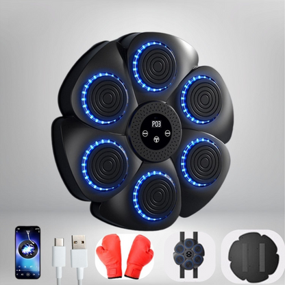 Interactive Boxing Trainer with Music & RGB Lights – Wall-Mount Reflex Pad for Home Workouts – USB Rechargeable Fitness Target with
