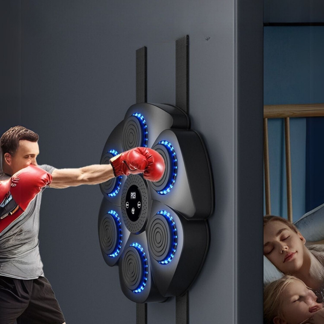Interactive Boxing Trainer with Music & RGB Lights – Wall-Mount Reflex Pad for Home Workouts – USB Rechargeable Fitness Target with