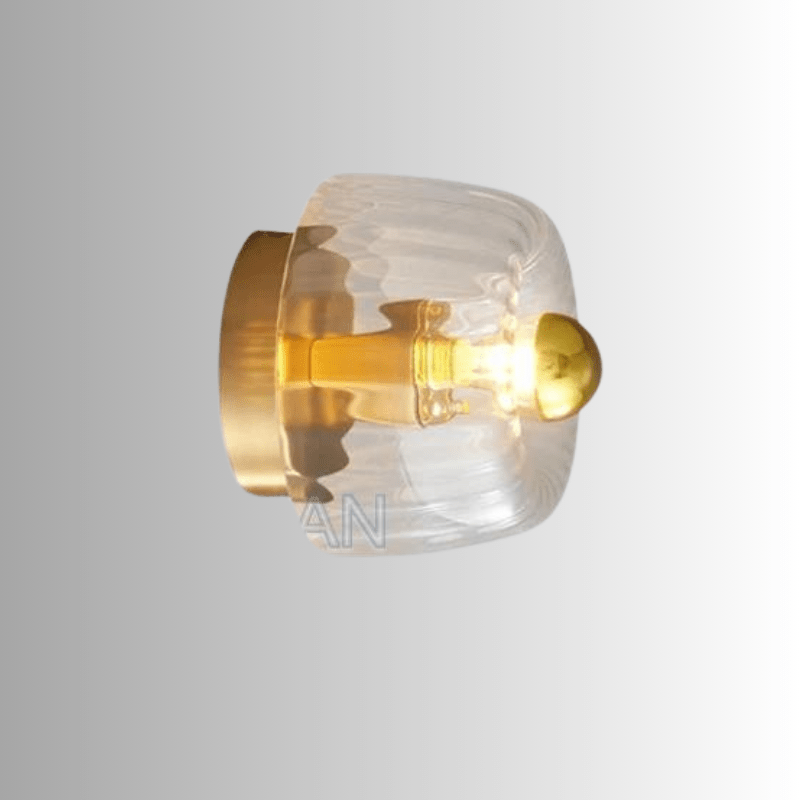 Fluted Glass Sconce E14 Socket Clear Shade Metal Frame Bedside Hallway Uplight Modern Minimalist Ambient Fixture for Bedroom Entry Living Sp