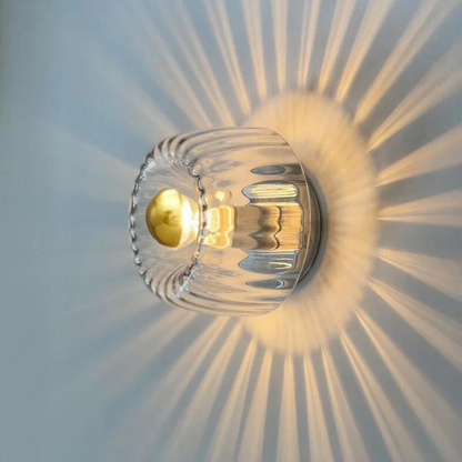 E14 Glass Sconce for Bedrooms, Hallways & Living Rooms – 6.3 in Minimalist Indoor Accent Fixture with Metal Frame & Rotary Switch for Modern