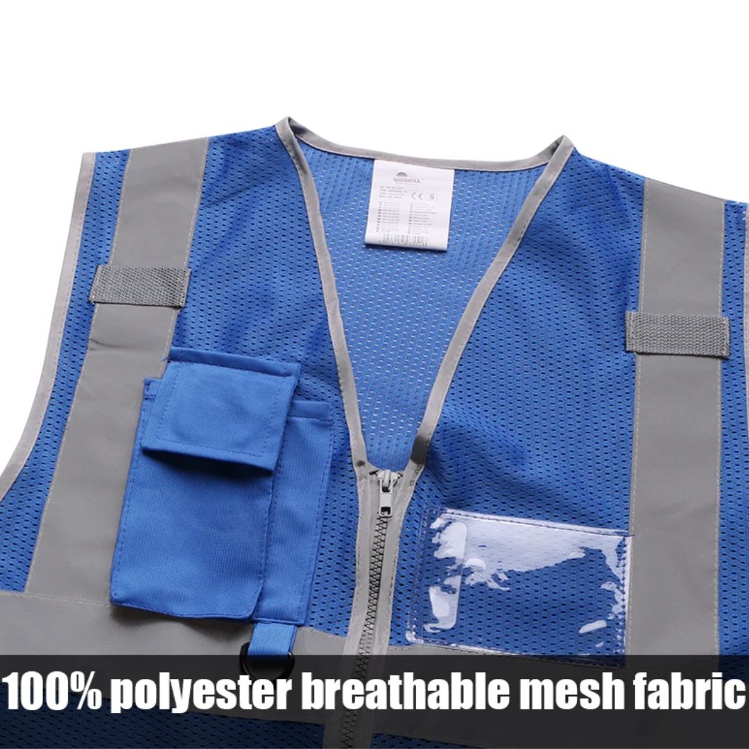High-Visibility Safety Vest with Reflective Strips for Construction Workers & Road Crew – Breathable Workwear for Day & Night