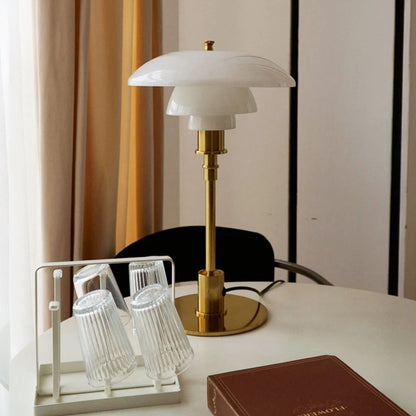 Glass Globe LED Table Lamp with Metallic Base – Modern Scandinavian Accent Lighting for Bedroom, Living Room, Office & Study