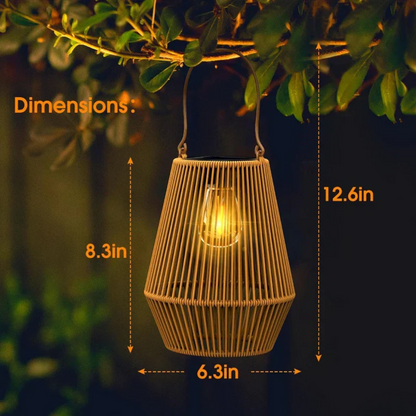 Woven Solar Garden Lantern Outdoor Waterproof LED Light for Patio Yard Pathway Decor Rattan Style