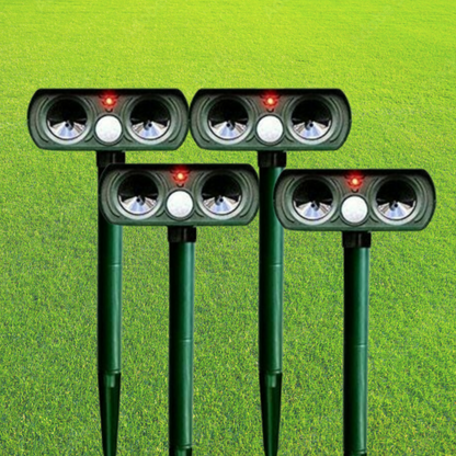 Motion-Activated Outdoor Critter Deterrent with Solar Power & Ultrasonic Technology for Yards, Gardens, Lawns, Patios