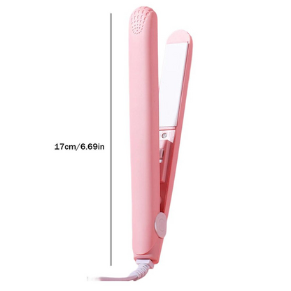 Compact Ceramic Hair Straightener & Curling Iron with 3D Floating Plates for Travel & Bangs