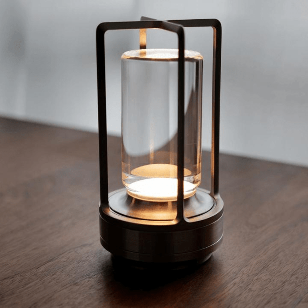 Rechargeable Crystal LED Lantern with Touch Dimmer & USB Port – Gold Silver Black Cordless Accent Lamp for Bedroom Nightstand Dining Table