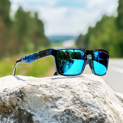 Wraparound Sport Sunglasses Polarized UV400 Shield for Men Women Motorcycle Cycling Driving Outdoor Activities Lightweight Shatterproof Lens