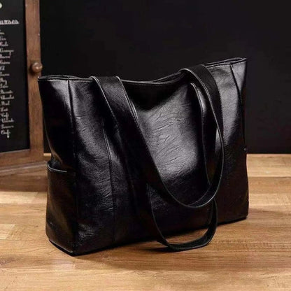 Women's Faux Leather Handbag with Top Handle and Secure Zipper Closure – Classic Tote for Daily Essentials, Office, Casual Outings & Evening