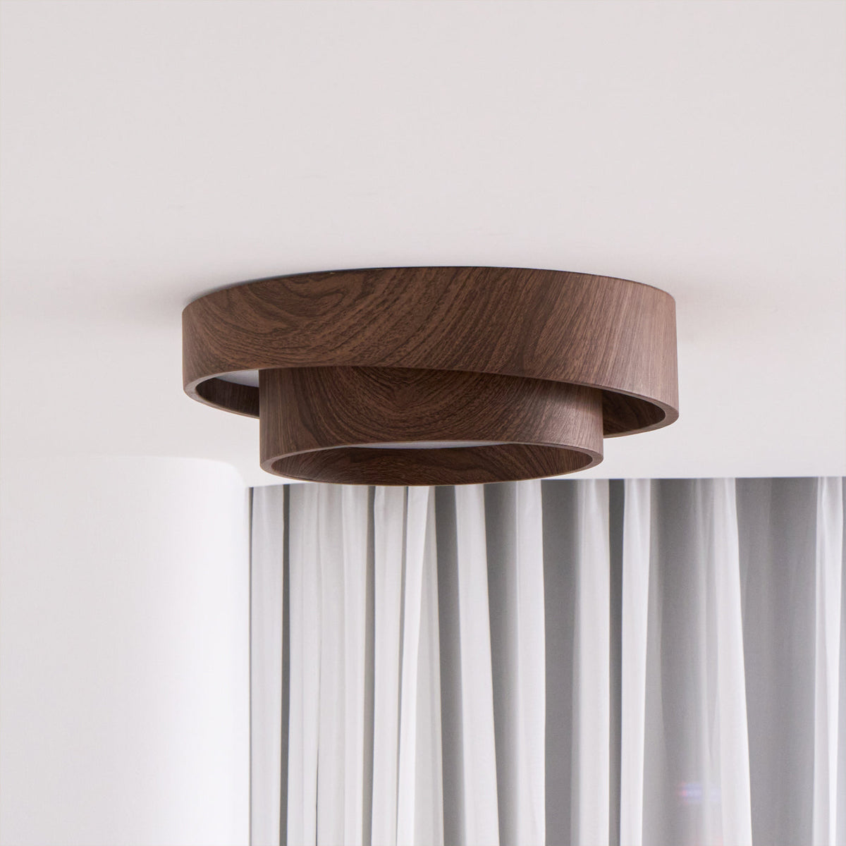 Round Flush Mount LED Ceiling Light Fixture Wood Grain Metal 16 in Diameter for Bedroom Living Room Kitchen Office Low Profile Modern Overhe