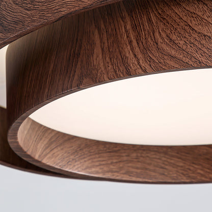 Round Flush Mount LED Ceiling Light Fixture Wood Grain Metal 16 in Diameter for Bedroom Living Room Kitchen Office Low Profile Modern Overhe