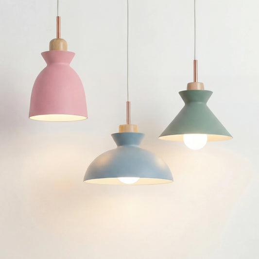 Wooden Hanging Light Fixture 11 inch E27 Socket Modern Nordic Ceiling Lamp for Bedroom Living Room Dining Area Kitchen Island Entryway Hallw