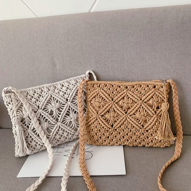 Ortekor Vardi Dante | Woven Shoulder Bag for Women with Zipper Closure | Chic Boho Style for Everyday Use
