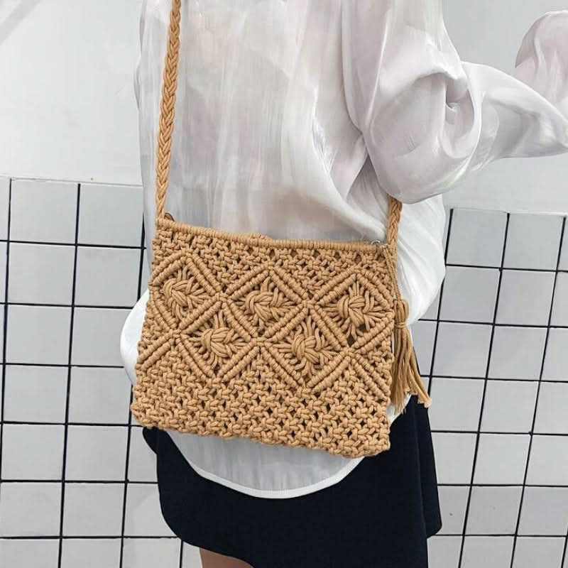 Ortekor Vardi Dante | Woven Shoulder Bag for Women with Zipper Closure | Chic Boho Style for Everyday Use