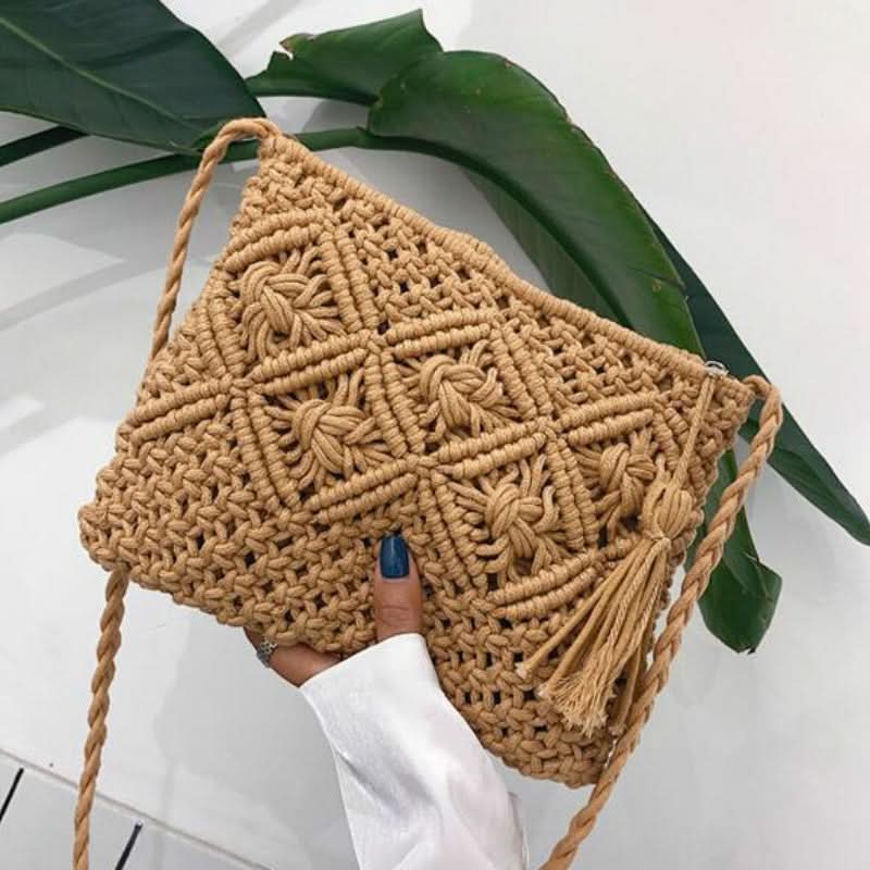 Ortekor Vardi Dante | Woven Shoulder Bag for Women with Zipper Closure | Chic Boho Style for Everyday Use