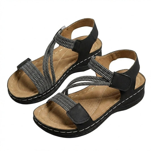 Women's Cushioned Wedge Sandals – Open-Toe Slip-On with Shock-Absorbing Sole for All-Day Comfort & Pain Relief – Casual Summer Footwear
