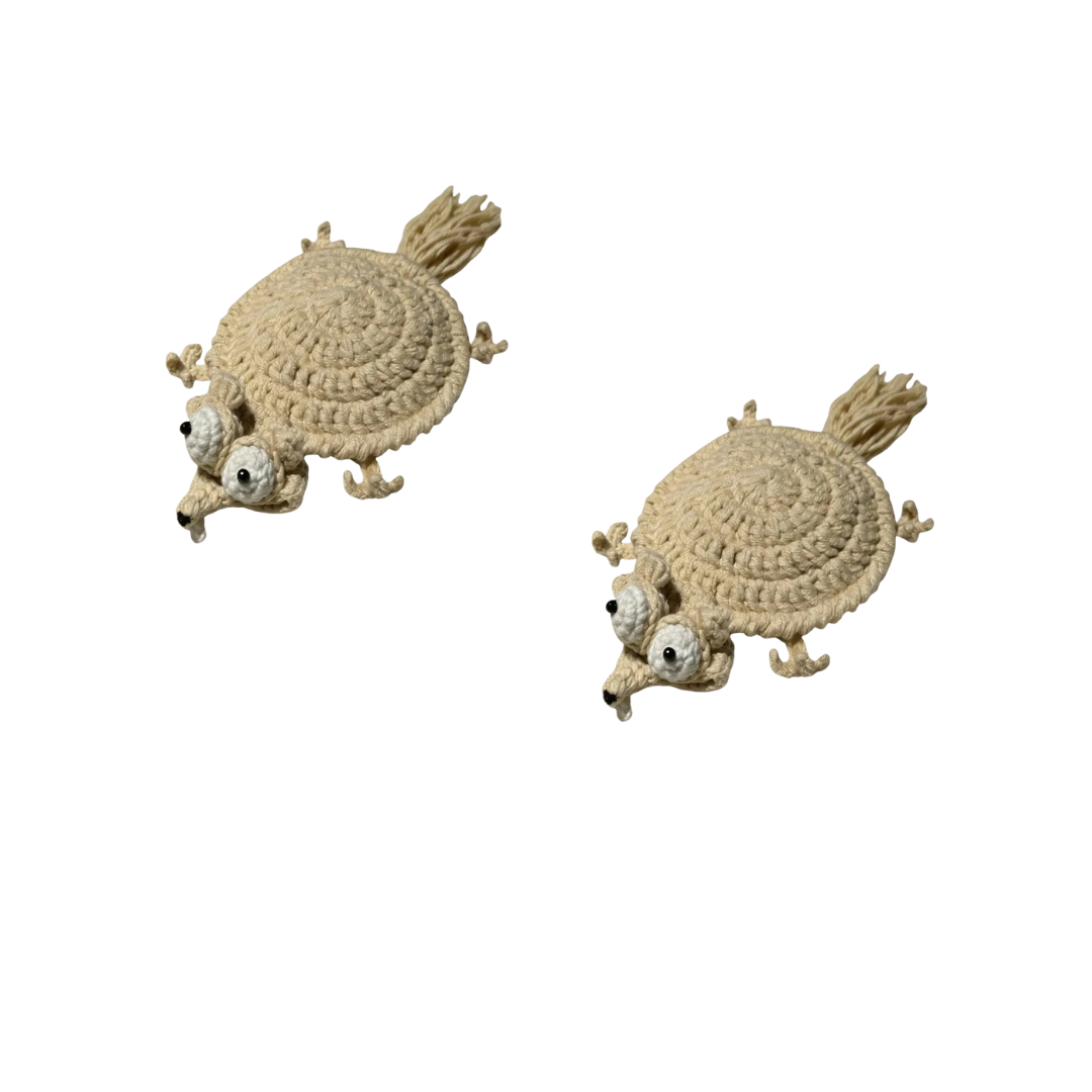 Handmade Crochet Squirrel Coaster Set for Coffee & Tea Lovers – Whimsical Drink Mat Protects Tables