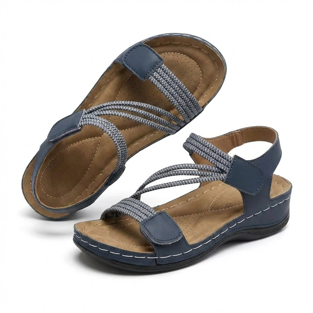 Women's Cushioned Wedge Sandals – Open-Toe Slip-On with Shock-Absorbing Sole for All-Day Comfort & Pain Relief – Casual Summer Footwear