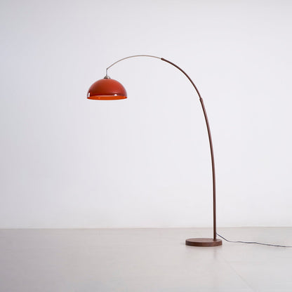 Arc Floor Lamp 65 Inch Adjustable Height Metal Amber Dome Shade Reading Light Over Couch Corner Seating Mid-Century Modern E26 Base Foot Swi