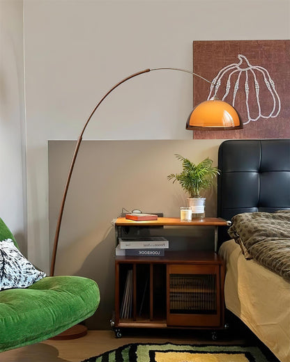 Arc Floor Lamp 65 Inch Adjustable Height Metal Amber Dome Shade Reading Light Over Couch Corner Seating Mid-Century Modern E26 Base Foot Swi