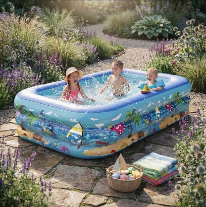 Ortekor Inflatable Children's Paddling Pool with Cartoon Design | Durable PVC for Safe Summer Fun