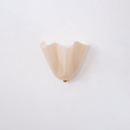 Hand-Blown Glass Wall Sconce 11 in Wide Petal Shade Lighting Fixture Bedroom Hallway Ambient Light E26 Base 110-120V Dual Bulb Decorative Mo