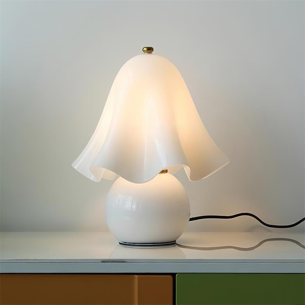 Artisan Glass Desk Lamp 12.6 Inches Tall With Sculpted Shade For Bedroom Office Nightstand Ambient Glow Multicolor Choices Contemporary Styl