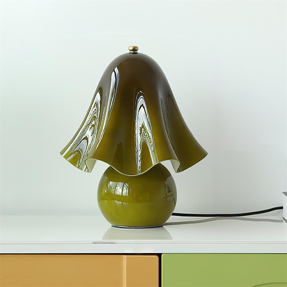Artisan Glass Desk Lamp 12.6 Inches Tall With Sculpted Shade For Bedroom Office Nightstand Ambient Glow Multicolor Choices Contemporary Styl