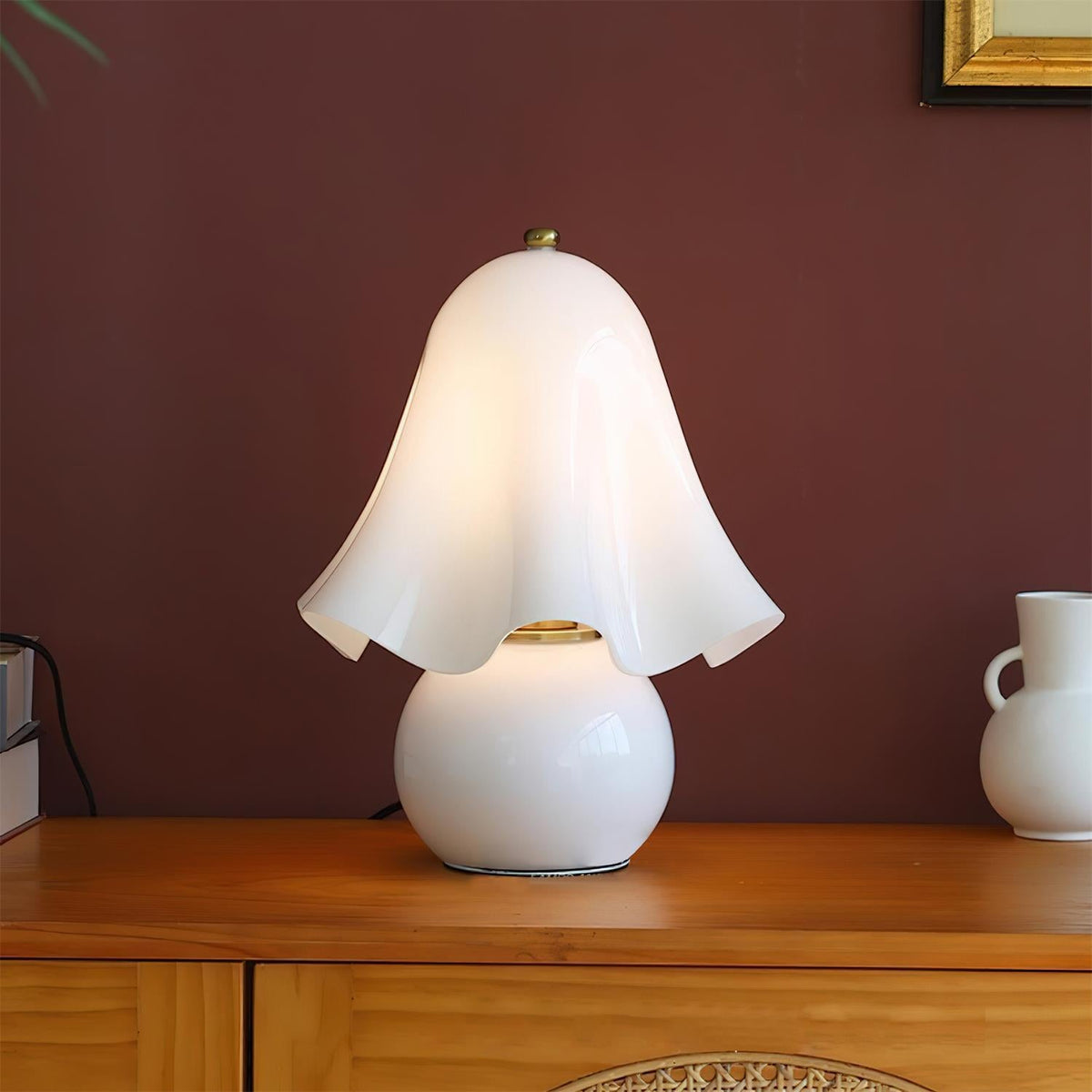 Artisan Glass Desk Lamp 12.6 Inches Tall With Sculpted Shade For Bedroom Office Nightstand Ambient Glow Multicolor Choices Contemporary Styl