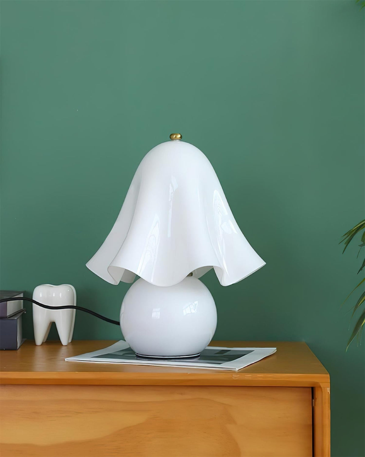 Artisan Glass Desk Lamp 12.6 Inches Tall With Sculpted Shade For Bedroom Office Nightstand Ambient Glow Multicolor Choices Contemporary Styl