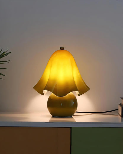 Artisan Glass Desk Lamp 12.6 Inches Tall With Sculpted Shade For Bedroom Office Nightstand Ambient Glow Multicolor Choices Contemporary Styl