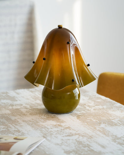 Artisan Glass Desk Lamp 12.6 Inches Tall With Sculpted Shade For Bedroom Office Nightstand Ambient Glow Multicolor Choices Contemporary Styl
