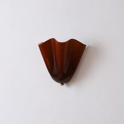 Hand-Blown Glass Wall Sconce 11 in Wide Petal Shade Lighting Fixture Bedroom Hallway Ambient Light E26 Base 110-120V Dual Bulb Decorative Mo