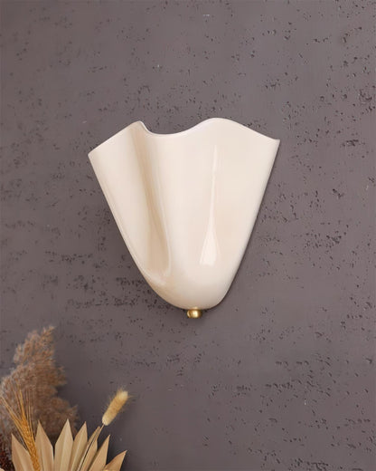 Hand-Blown Glass Wall Sconce 11 in Wide Petal Shade Lighting Fixture Bedroom Hallway Ambient Light E26 Base 110-120V Dual Bulb Decorative Mo