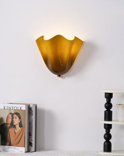 Curved Petal Glass Wall Sconce with Metal Accent for Bedroom, Hallway & Living Room – G9 LED Hardwired Modern Ambient Light Fixture
