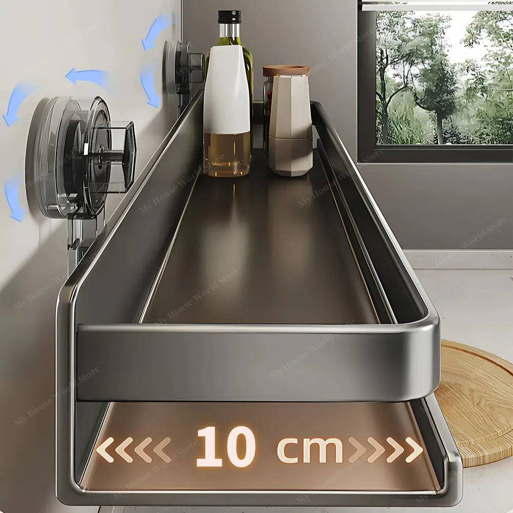 Ortekor Vera | Wall Spice Rack Organizer with Adjustable Suction Cups | Sleek Design for Effortless Kitchen Storage