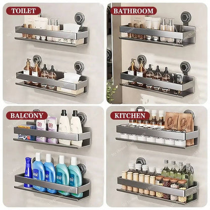 Ortekor Vera | Wall Spice Rack Organizer with Adjustable Suction Cups | Sleek Design for Effortless Kitchen Storage